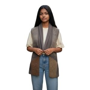 ELLEN TRACY Gradient Multi-color Open Front Sleeveless‎ Ombre Knit Vest Size S